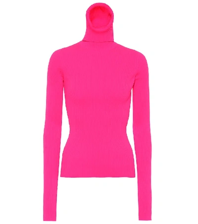 Balenciaga Neon Turtleneck Sweater In Pink