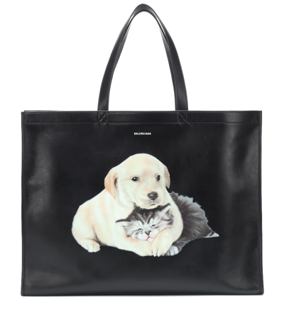 Balenciaga Market Shopper Tote Bag With Animal Graphic In Black