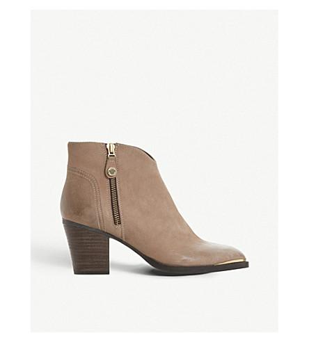 taupe leather ankle boots