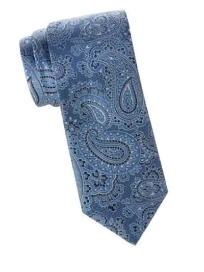 Brioni Paisley Woven Silk Tie In Light Blue