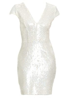 dress the population white sequin dress