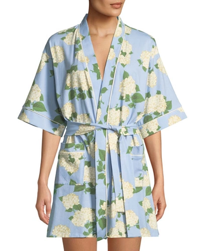 Bedhead Hydrangea Short Robe In Multi Pattern