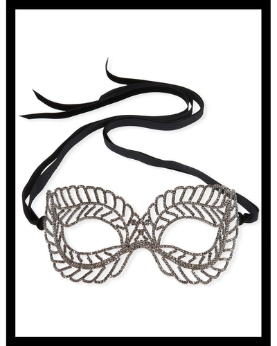 Exclusively Bergdorf Goodman Crystal Caged Mask In Gray Metallic