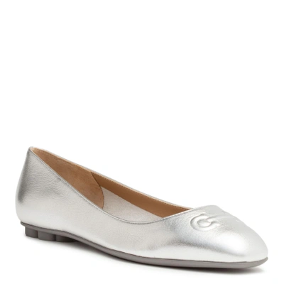 Ferragamo Broni 10 Metallic Silver Leather Ballerinas In Grey