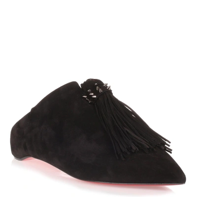 Christian Louboutin Medinana Flat Black Suede Slipper