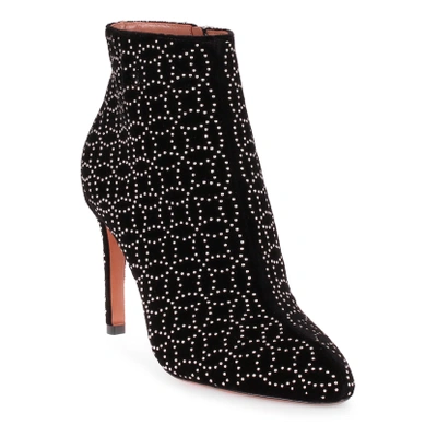 Alaïa Black Velvet Studded Ankle Boot