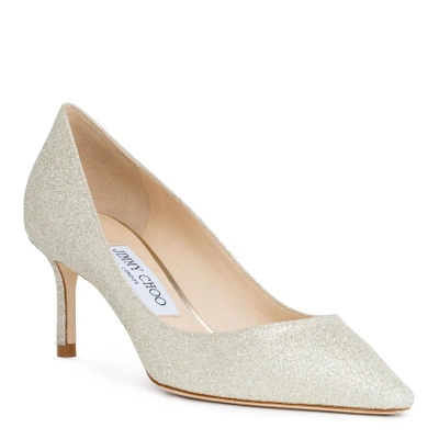 Jimmy Choo Romy 60 Dusty Glitter Pump In White