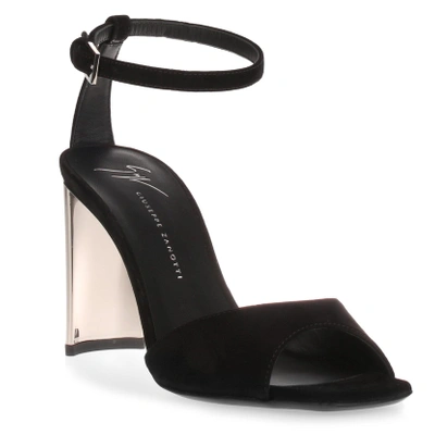 Giuseppe Zanotti Black Suede Metallic Heel Sandal