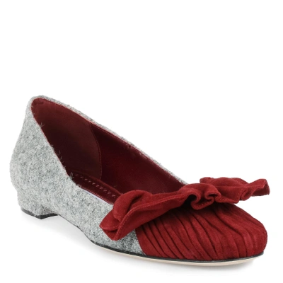 Manolo Blahnik Arleti Flat Grey Tweed Ballerina