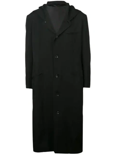Yohji Yamamoto Boxy Hooded Coat - Black