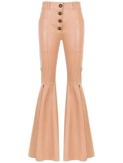 Andrea Bogosian Panelled Leather Trousers In Neutrals