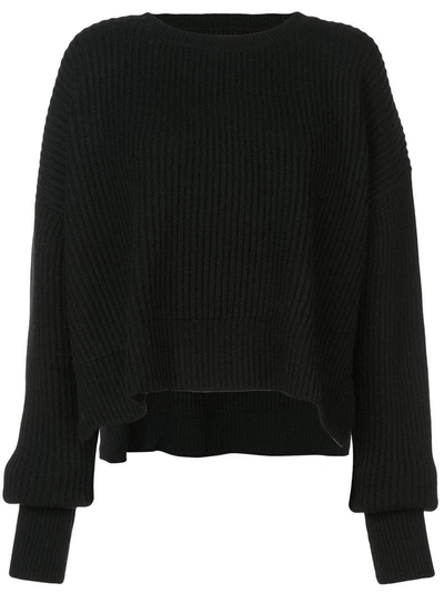Re/done Oversized Cashmere & Wool Ribbed Sweater In Black