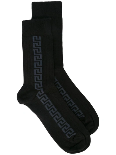Versace Greek Key Socks In Black