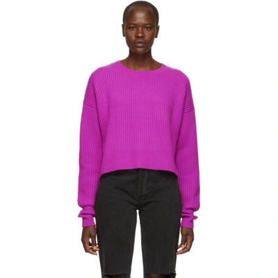 Re/done Wool & Cashmere Crop Jumper In Violet