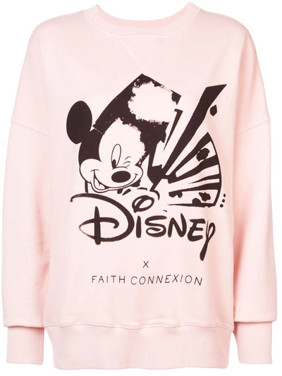 Faith Connexion Disney Mickey Mouse Print Sweatshirt In Rosa