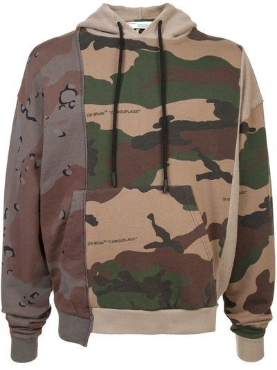 Off-white Patchwork Camouflage Hoodie - Green