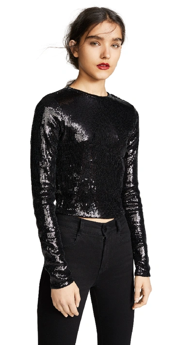 Alice And Olivia Britney Sequined Stretch-jersey Thong Bodysuit In Black