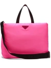 Prada Logo-embellished Padded-nylon Tote Bag In Pink