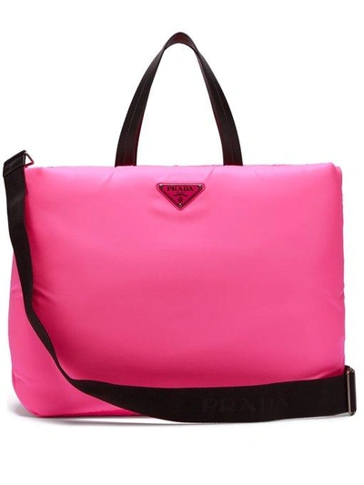 Prada Logo-embellished Padded-nylon Tote Bag In Pink | ModeSens