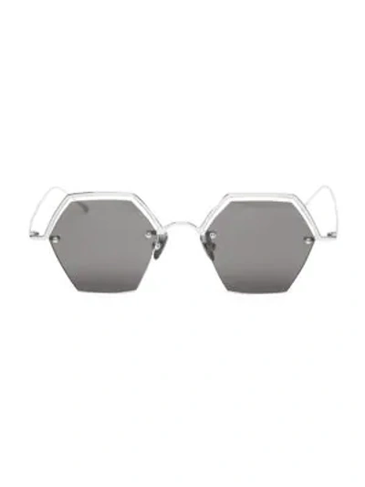 Smoke X Mirrors The Line 47mm Hexagonal Sunglasses In Shiny White