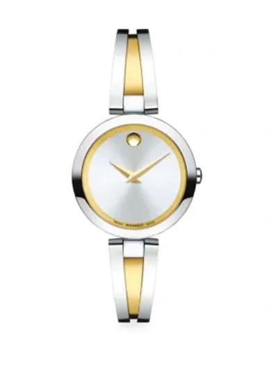 Movado Aleena Two-tone Stainless Steel Bangle Bracelet Watch In Silver Gold