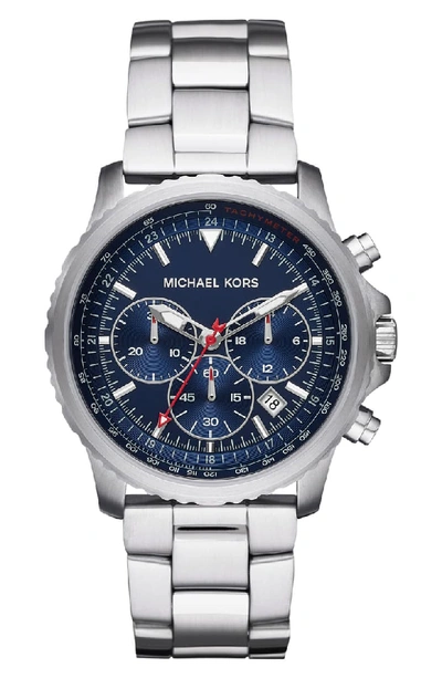 Michael Kors Theroux Stainless Steel Chronograph Watch In Blue/silver