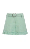 Alexis Jaymes Cotton Fringe Shorts In Green