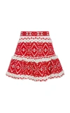 Alexis Lucille Embroidered Cotton Skirt In Red