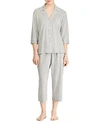Polo Ralph Lauren Lauren Ralph Lauren Bingham Knits Cotton Jersey Cropped Pj Set In Gray Stripe