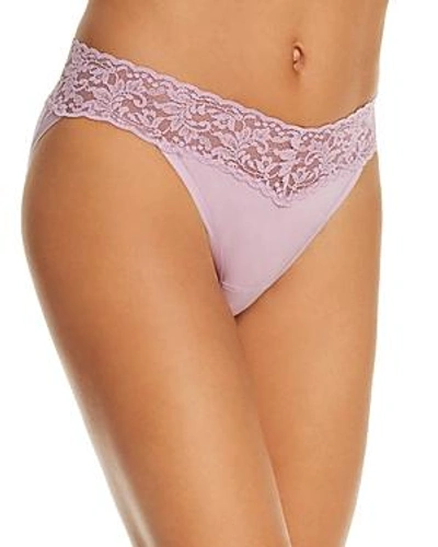 Hanky Panky Cotton With A Conscience Lace V-kini In Water Lily