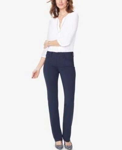 Nydj Marilyn Tummy-control Straight-leg Pants In Midnight