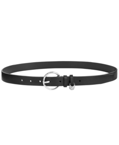 Calvin Klein Ring-buckle Belt In Black/silver