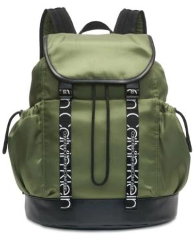 Calvin Klein Hebe Nylon Backpack In Moss/silver