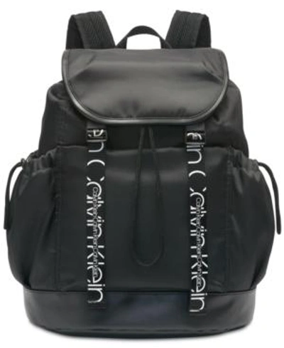 Calvin Klein Hebe Nylon Backpack In Black/silver