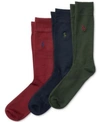 Polo Ralph Lauren Men's 3 Pack Super-soft Dress Socks In Hunter/wine/navy