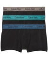 Calvin Klein Men's Cotton Stretch Low-rise Trunks 3-pack Nu2664 In Blue/teal/gray Waistband