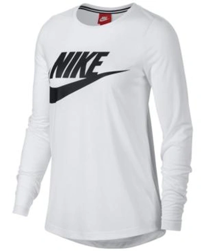 Nike Sportswear Essential Long-sleeve Top In White/black