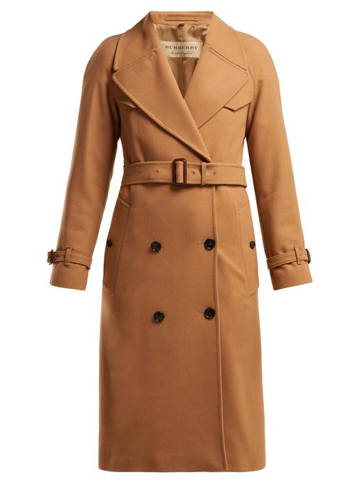 burberry herringbone wool blend trench coat