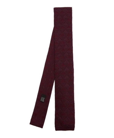 Richard James Knitted Zig Zag Silk Tie In Plum