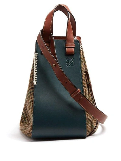 Loewe Green & Tan Tweed Hammock Medium Bag In Female