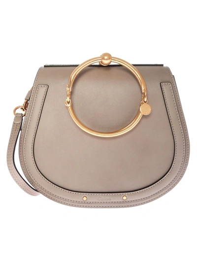 Chloé Medium Nile Leather Bracelet Bag In Grey