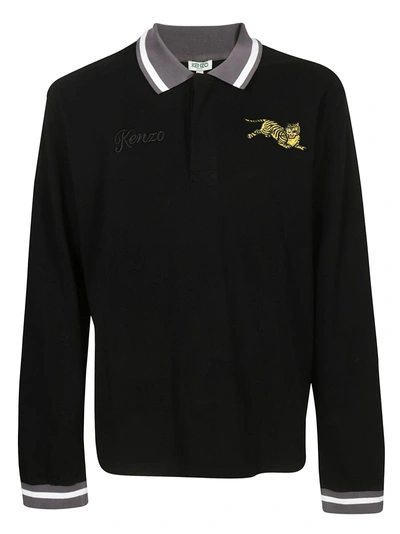 Kenzo Tiger Polo Shirt In Black