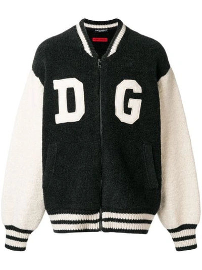 Dolce & Gabbana Patch Bomber Jacket In Black