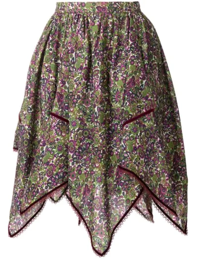 Dsquared2 Floral Print Handkerchief Skirt In Green