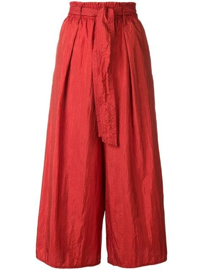 Forte Forte Belted Wide Leg Trousers In Red