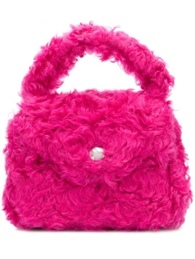 Moschino Branded Shearling Tote - Pink
