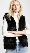 Adrienne Landau Fur Accent Vest In Black