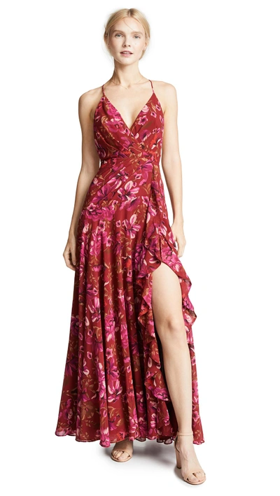 Fame And Partners The Naya Dress In Versailles Burgundy | ModeSens
