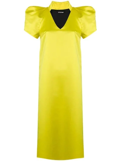 Styland Puff Sleeve Dress In Yellow 21