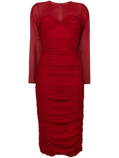 Max Mara Ruched Midi Dress In Red